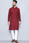 Solid Color Pure Cotton Kurta in Maroon