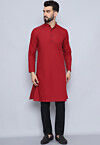Solid Color Pure Cotton Kurta in Maroon