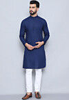 Solid Color Pure Cotton Kurta in Navy Blue