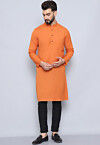 Solid Color Pure Cotton Kurta in Orange