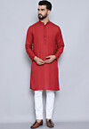 Solid Color Pure Cotton Kurta in Red