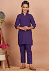 Solid Color Rayon Co Ord Set in Light Purple