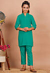 Solid Color Rayon Co Ord Set in Sea Green