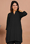 Solid Color Rayon Kurti in Black