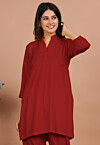 Solid Color Rayon Kurti in Red