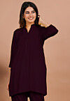 Solid Color Rayon Kurti in Wine