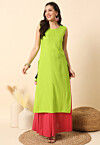 Solid Color Rayon Straight Kurta in Light Green