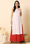 Solid Color Rayon Straight Kurta in Off White