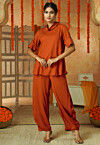 Solid Color Rayon Top Set in Rust
