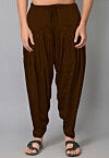 Solid Color Satin Afghani Salwar in Dark Brown