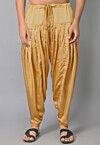 Solid Color Satin Afghani Salwar in Golden