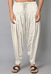 Solid Color Satin Afghani Salwar in Off White