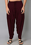 Solid Color Satin Afghani Salwar in Wine