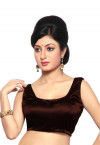 Solid Color Satin Blouse in Brown