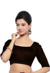Solid Color Satin Blouse in Brown