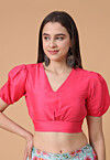 Solid Color Satin Blouse in Dark Peach