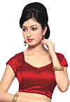 Solid Color Satin Blouse in Red