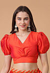 Solid Color Satin Blouse in Rust