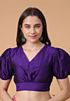 Solid Color Satin Blouse in Violet