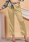 Solid Color Satin Pant in Beige