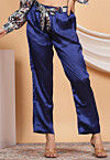 Solid Color Satin Pant in Navy Blue