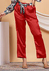 Solid Color Satin Pant in Red
