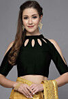 Solid Color Taffeta Silk Blouse in Black
