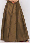 Solid Color Taffeta Silk Box Pleated Skirt in Copper