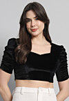Solid Color Velvet Blouse in Black