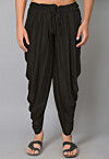 Solid Color Velvet Dhoti in Black