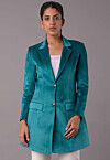 Solid Color Velvet Jacket in Turquoise