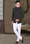 Solid Color Viscose Silk Jodhpuri Suit in Black