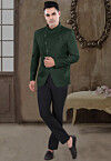 Solid Color Viscose Silk Jodhpuri Suit in Dark Green