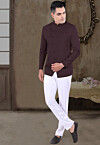 Solid Color Viscose Silk Jodhpuri Suit in Wine
