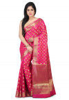 Woven Chanderi Silk Saree in Fuchsia