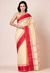 Tant Pure Cotton Saree in Light Beige