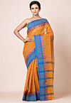 Tant Pure Cotton Saree in Mustard