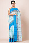 Tant Pure Cotton Saree in Sky Blue