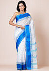 Tant Pure Cotton Saree in White