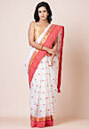 Tant Pure Cotton Saree in White