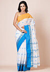 Tant Pure Cotton Saree in White