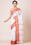 Tant Pure Cotton Saree in White