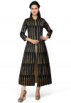 Printed Art Silk Kurta in Black