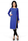 Embroidered Crepe Tunic in Royal Blue