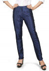 Art Dupion Silk Straight Pant in Navy Blue