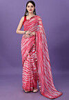 Tye N Dye Printed Georgette Saree in Red