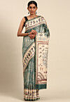Warli Printed Cotton Saree in Green