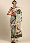 Warli Printed Cotton Saree in Green