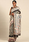 Warli Printed Cotton Saree in Grey