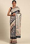 Warli Printed Cotton Saree in Grey